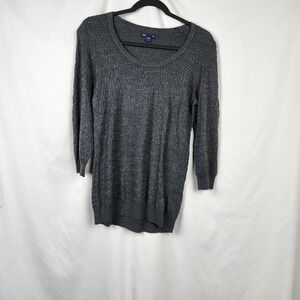 Gap‎ Women's Sweater 3/4 Sleeve Textured Gray Size Medium